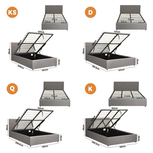 Oikiture Bed Frame Queen Double King Single Gas Lift Mattress Base With