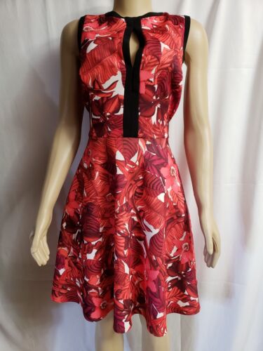 ABS by Allen Schwartz red flame floral sleeveless… - image 1