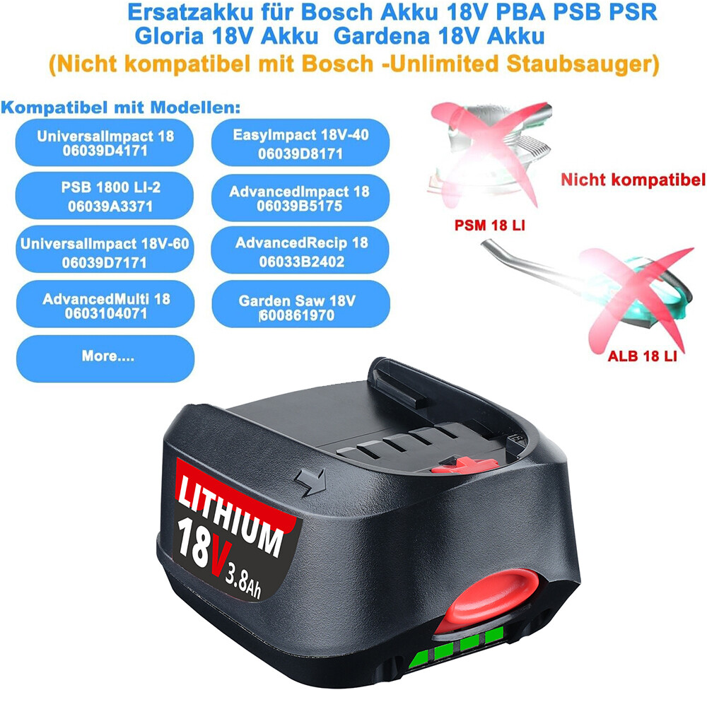 Bosch 2X Akku PBA 18 V | Preisvergleich Bei