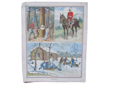 Old mid century school print picture - Canadian People - 53 x 43