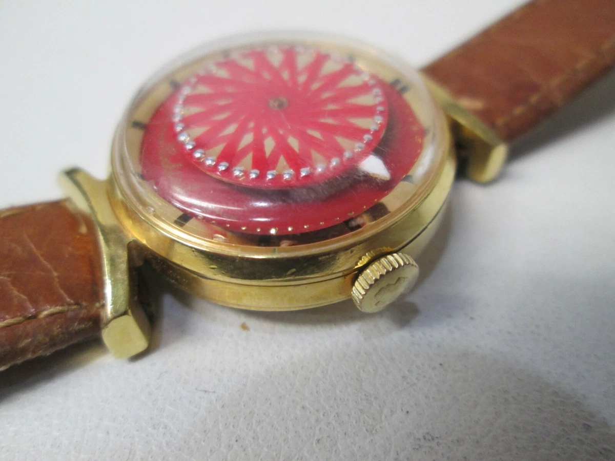 Vintage Ernest Borel Cocktail Red Dial Kaleidoscope Running Ladies