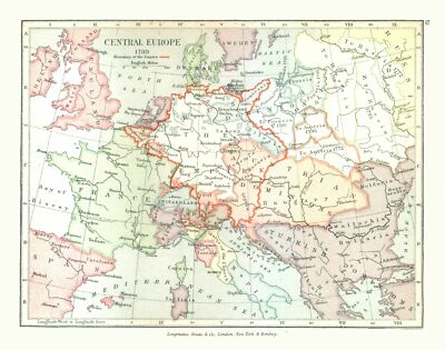 Historic Map - Central Europe 1789 - Gardiner 1902 - 29.20 x 23