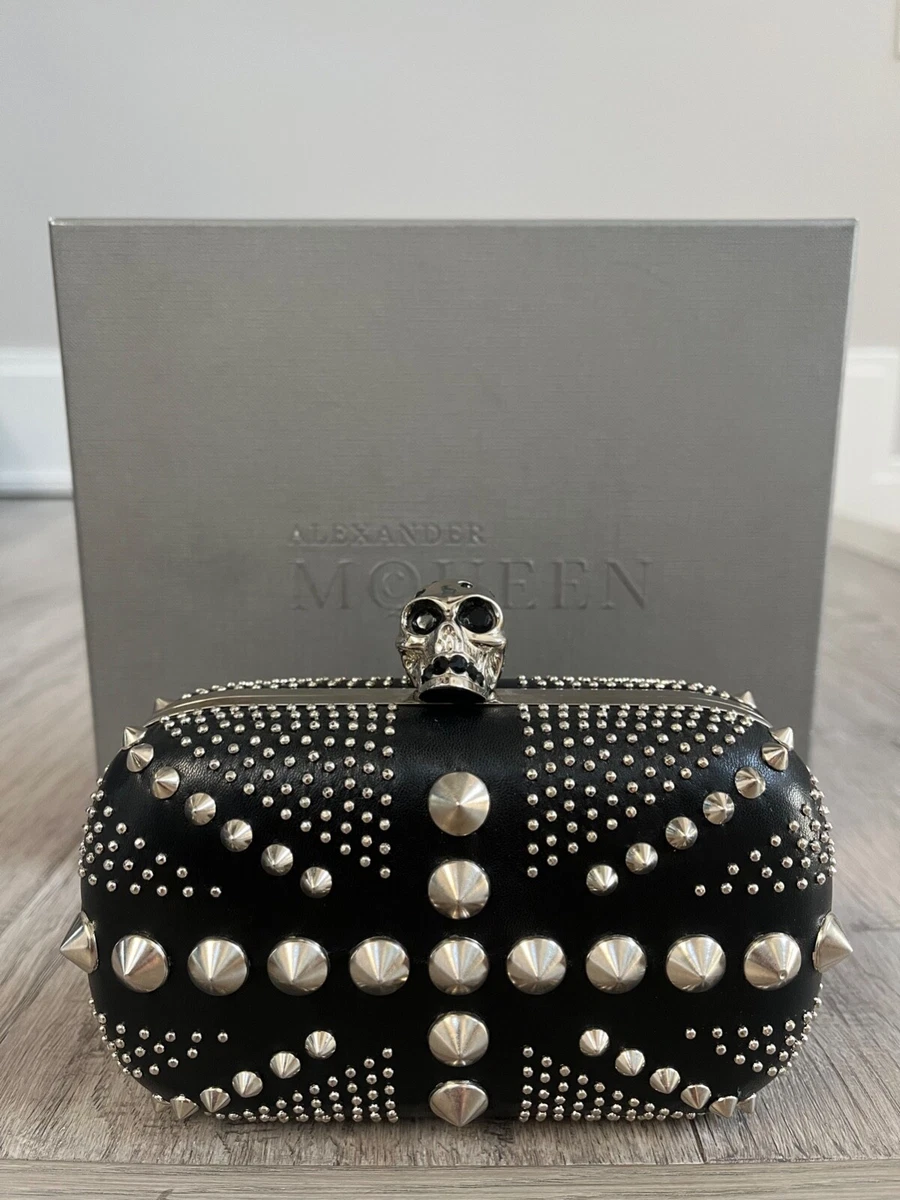 Skull clutch bag Alexander McQueen Blue in Suede - 18006858