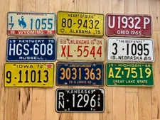 Vintage 10 Pack of License Plates From The 1960's through 1970's