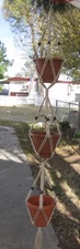 Macrame Plant Hanger 72 inch 3-TIER w/ BEADS  6mm Pearl Cord - Choose Cord Color