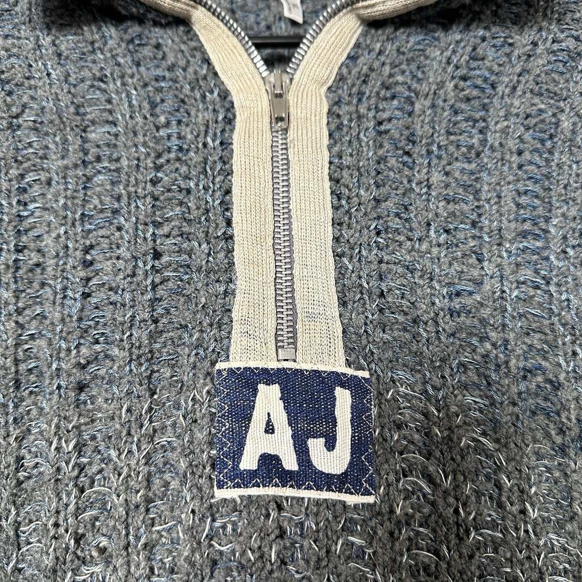 Armani Jeans 1/4 Zip Knit Jumper Sweater Sweatshirt Logo Hemp Made