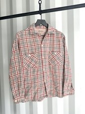 Penney  s Towncraft plaid Shirt 1950s / 60s Wool Rockabilly Loop Collar Small