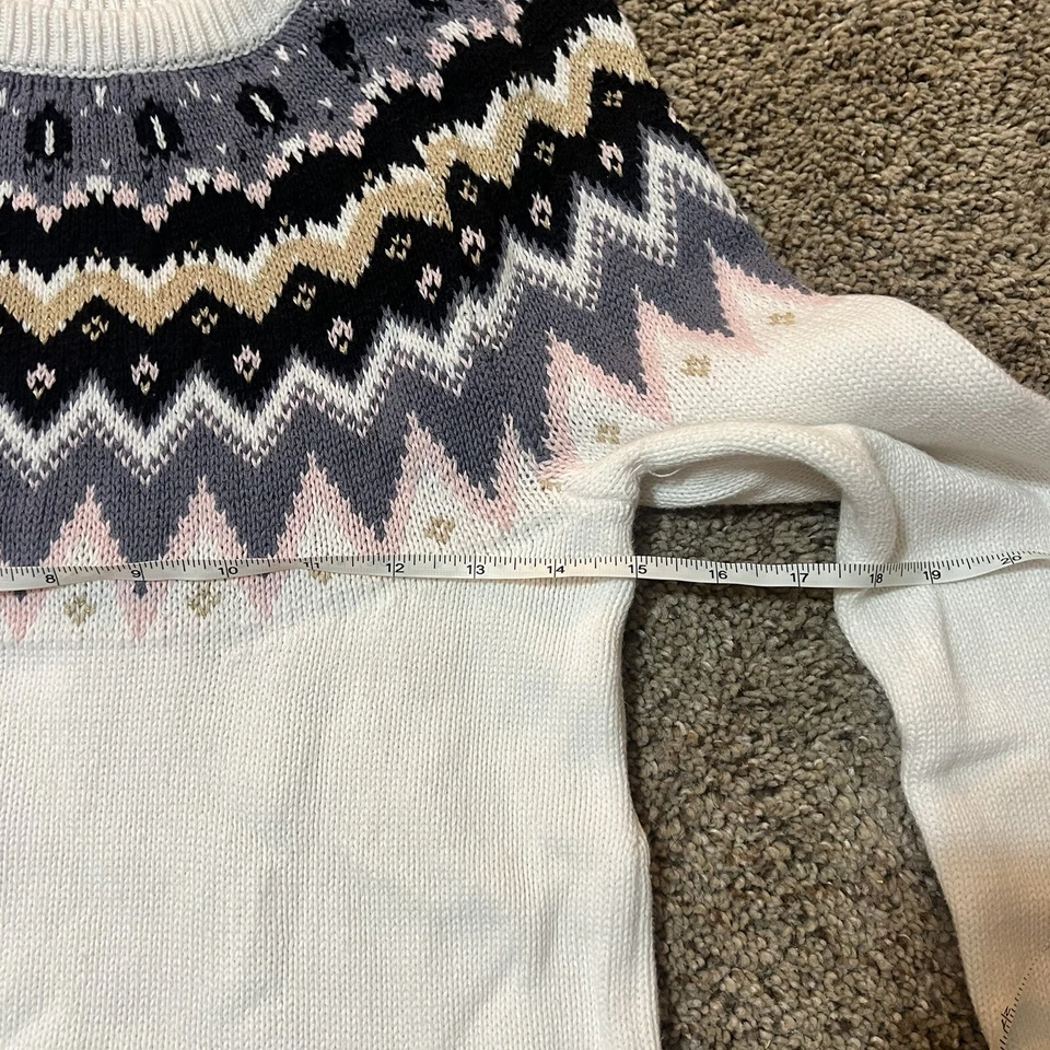 Gymboree Fair Isle Sweater Shirt Dress Girls Cable Knit Pattern Boho Warm White - Image 3 of 4