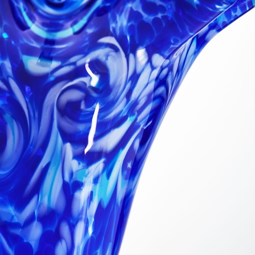 Hand Blown Cobalt Blue Confetti Art Glass Flower Vase- 12" Tall - Picture 9 of 11
