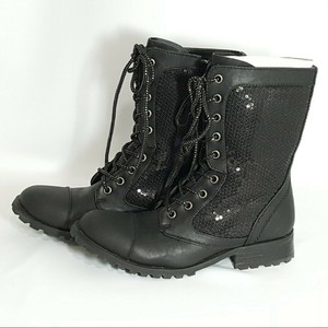 gia mia sequin combat boots