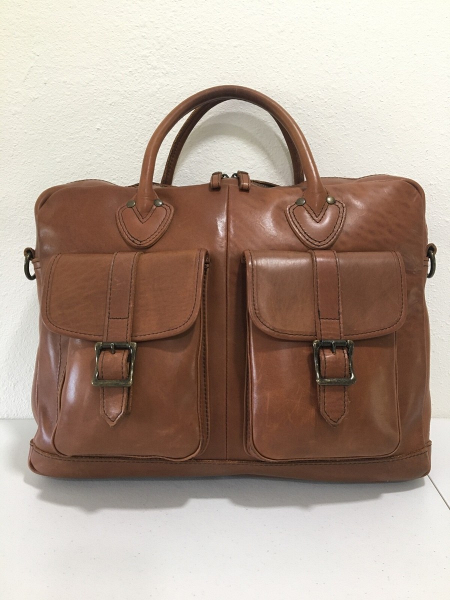 Vintage L.L. Bean Brown Leather Messenger Bag Laptop Briefcase 