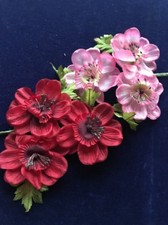 Vintage Millinery Flower Tropical Passion 2 1/2" Japan 3pc Select Pink or Red KB