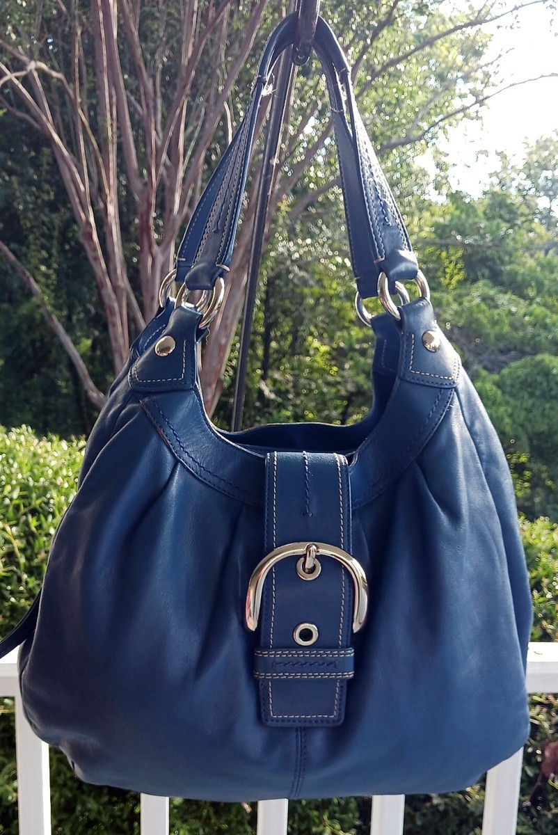バッグ vintage coach Soho Hobo hand bag navy Vintage Coach 8A16 Navy Suede & Leather Large Soho Hobo Bag