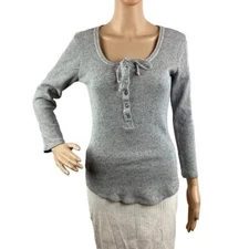 Lucky Brand Waffle Knit Henley Size S Gray