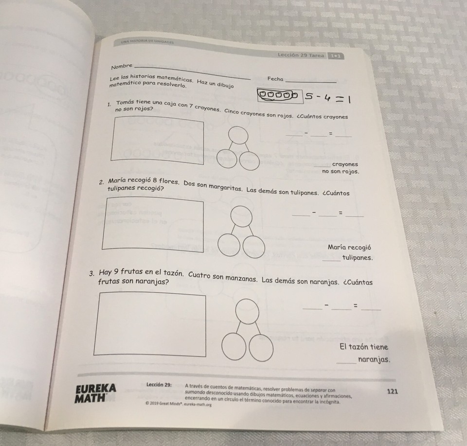EUREKA MATH / SPANISH LANGUAGE STUDENT WORKBOOK / GRADE 1 SUCCEED