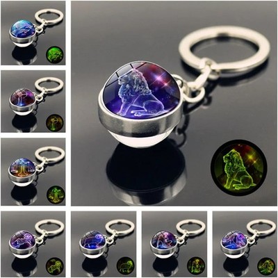 Konstellation Schlüsselanhänger Edelstahl Silber | Sternzeichen Keychain | Glas