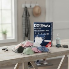 Disposable KN95 Face Masks, 50 Pack, 10 Colors, Individually Wrapped
