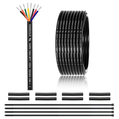 18 Gauge 8 Conductor Electrical Wire 25FT, UL 2464 18 AWG 8 Wire Cable Tinned Co