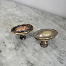 2x Reclaimed Antique Brass Oval Door Knobs Handles Need Attention Read Desc