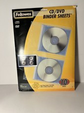 NEW Fellowes CD/DVD Binder Sheets 8 Sheets Fits with or w/o Jewel Cases 854521