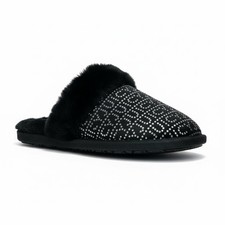 Juicy Couture  Kina 2  Black Rhinestone Faux Fur House Slippers Women  s S 5/6 