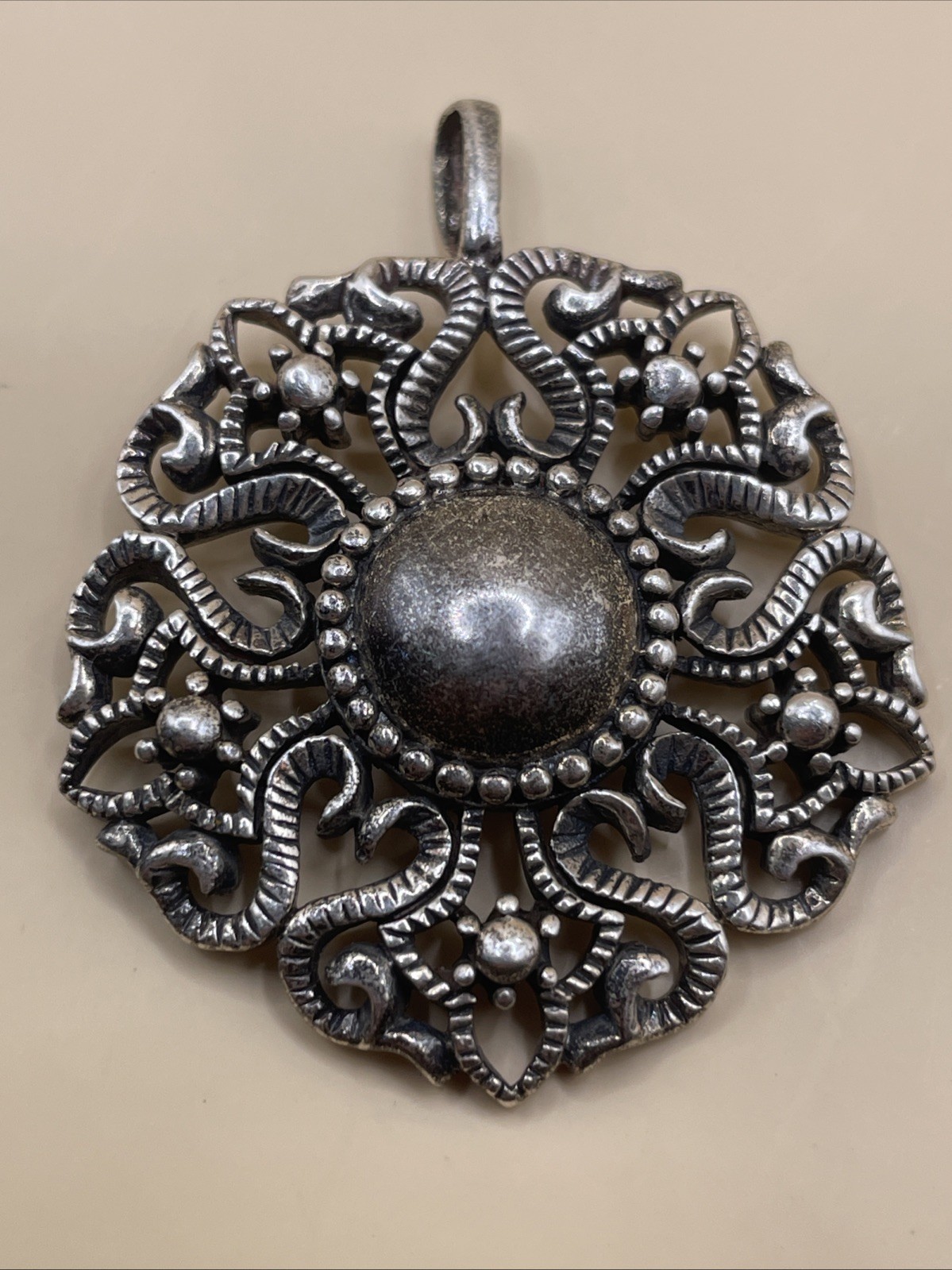 Ornate Filigree Design Solid Sterling Silver Pend… - image 1