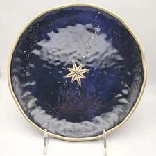 Melamine Salad Plate 9" Navy Gold Star Celestial Witchy Boho Modern Dinnerware