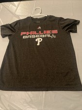 Majestic Philadelphia Phillies Athletic Shirt Youth Kids Small Gray S/S