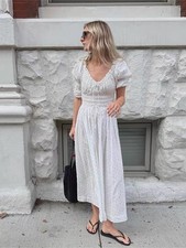 DOEN Puff Sleeve Polka Dot Dress
