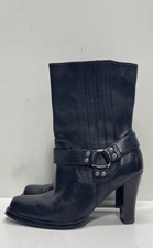 Harley-Davidson D85323 Black Leather Harness Square Toe Heel Boots Womens Sz 6.5