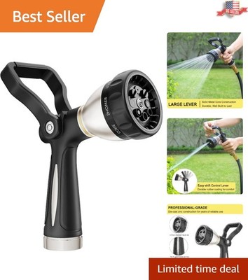 Durable Zinc Alloy Garden Hose Sprayer with 8 Settings and Easy Lever Operation