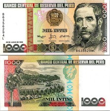 Peru 1000 Intis 1988 Pick # 136b UNC