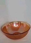 Vintage Marigold Carnival Glass Bowl Flower and Branch Etched Rim 7"