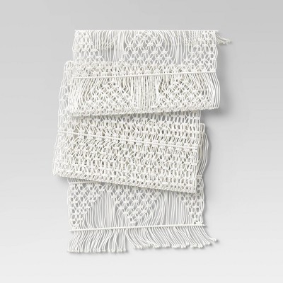 108" x 14" Cotton Macrame Runner White - Opalhouse