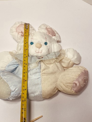 Vintage 1988 Fisher Price PUFFALUMP MOUSE Rattle Baby Plush Pink Blue White 10” - Picture 8 of 9