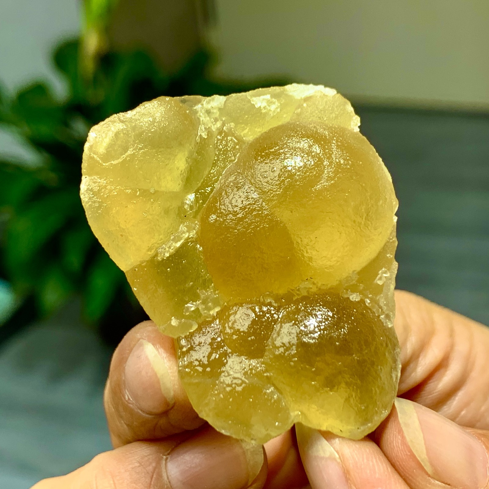 36G Natural Yellow Transparent Fluorite Crystal Sphere Mineral Specimen