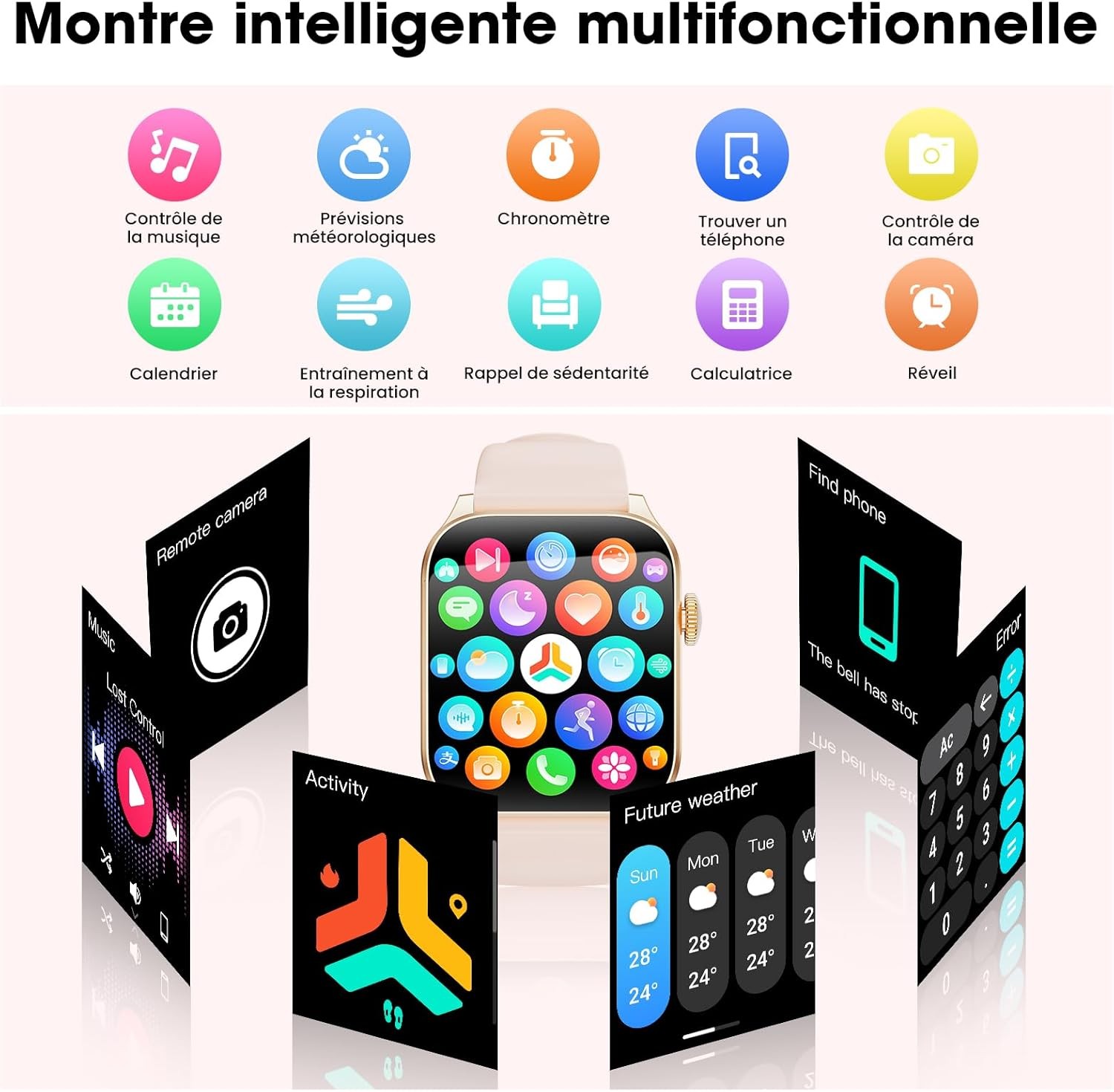 Foto 8 van Smartwatch voor dames en heren, 1,91 inch gebogen display met bluetooth-oproepen