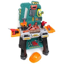 Amazon Basics Kids Workbench Construction Toy, Pretend Play Tool Set with 80 Pie