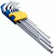 Long End 9PC Ball Point Hex Allen Key Set Alan Metric 1.5-10mm Chrome Vanadium