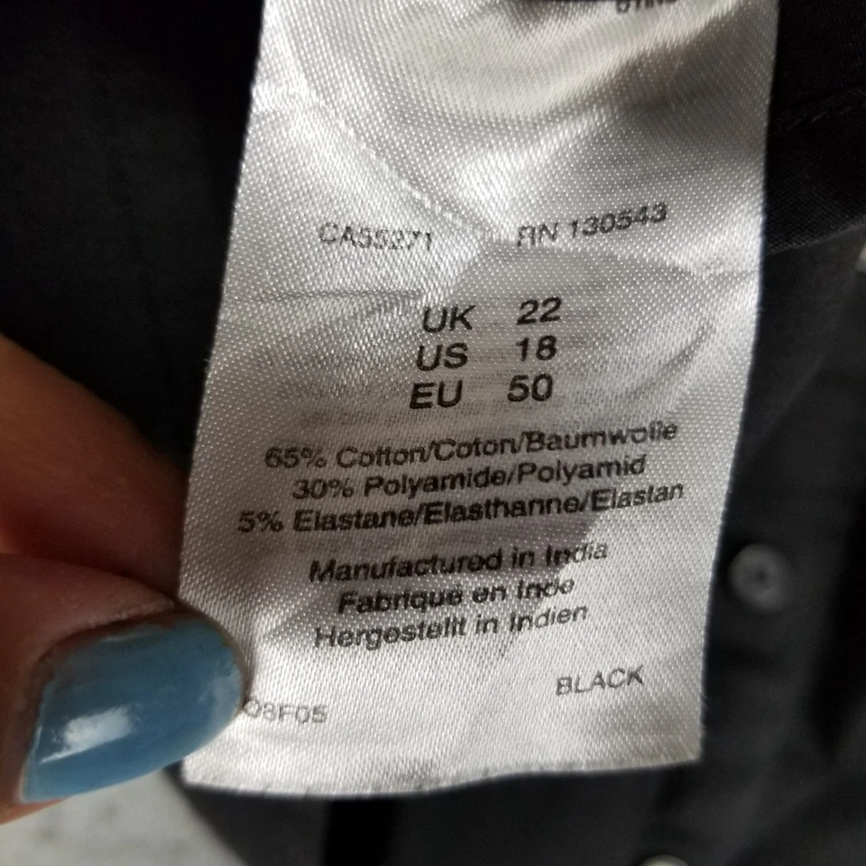 Длинный высокий Sally Топ женщин 18 высокий черный длинным рукавом рубашка на пуговицах - Изображение 3 из 4