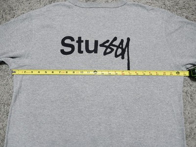 トップス 00s stussy USA logo LS thermal grey XL VTG Stussy light grey long sleeve waffle knit thermal shirt men's