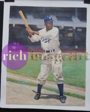 Jackie Robinson LA Dodgers MLB Baseball Art Original Oil Painting 2