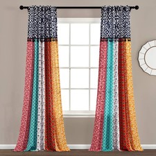 Boho Patch Light Filtering Window Curtain Panels Pair 45" W x 84" L Orange  ...