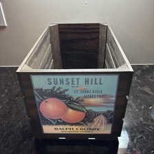 Vintage Wood Fruit Crate Sunset Hill Ralph Crosby San Mateo Florida 18 X 11 X 10