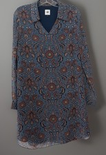 Cabi Womens Blue Brown Provincial 3295 Floral Print Polyester Shift Dress SMALL