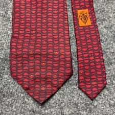 Gucci Necktie Tie Geometric 100 Silk Red Made in Italy 4" x 58"