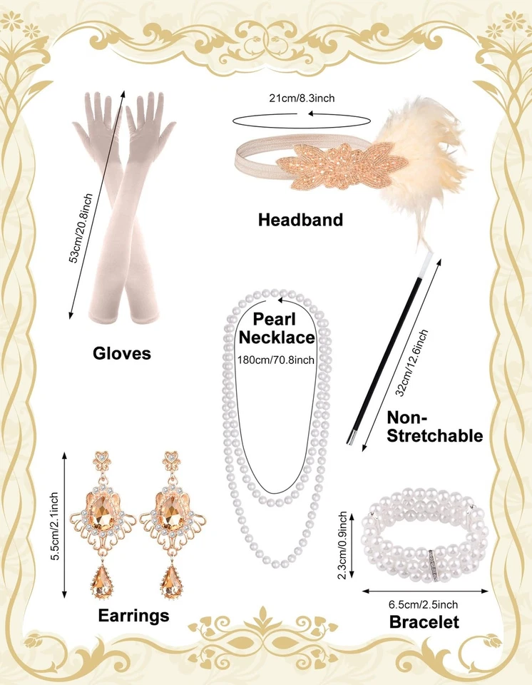 6 piezas Flapper años 20 grandes accesorios Gatsby para mujer 1920s mujer aleta ac... Foto 2 de 4
