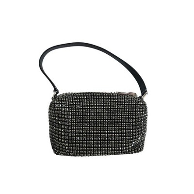 Alexander Wang Clutch schwarz Satin Kristall verziert
