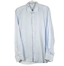 Valentino Uomo Dress Shirt 16.5 42 XL 48" chest Blue Stripe long sleeve Italy