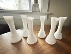 6 Vintage Bud Vases White Milk Glass Beehive 6" Wedding Party Table Decor Lot